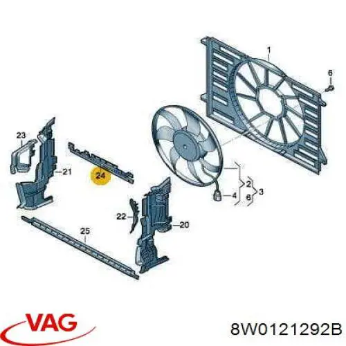 8W0121292B VAG Conduto de ar/defletor do radiador, superior