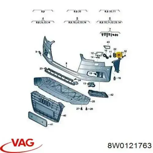 8W0121763 VAG Defletor esquerdo do pára-choque dianteiro