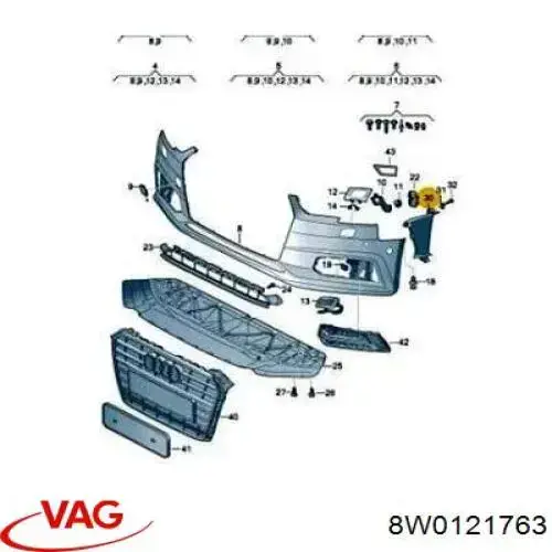 Defletor esquerdo do pára-choque dianteiro VAG 8W0121763 preço, a partir de 32,56 USD