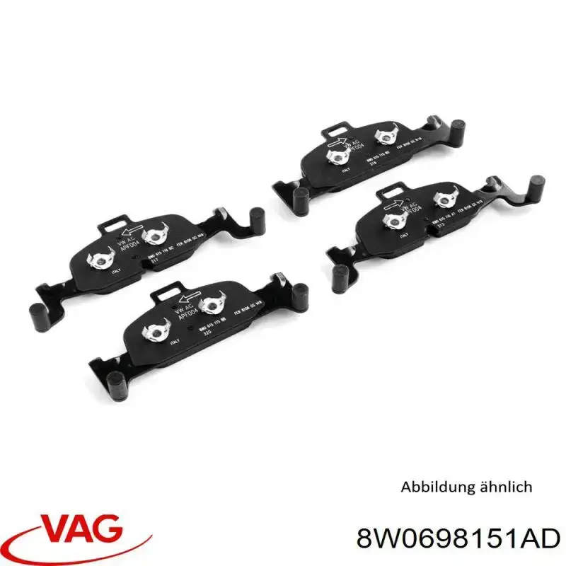 Compre 8W0698151AD VAG Sapatas do freio dianteiras de disco