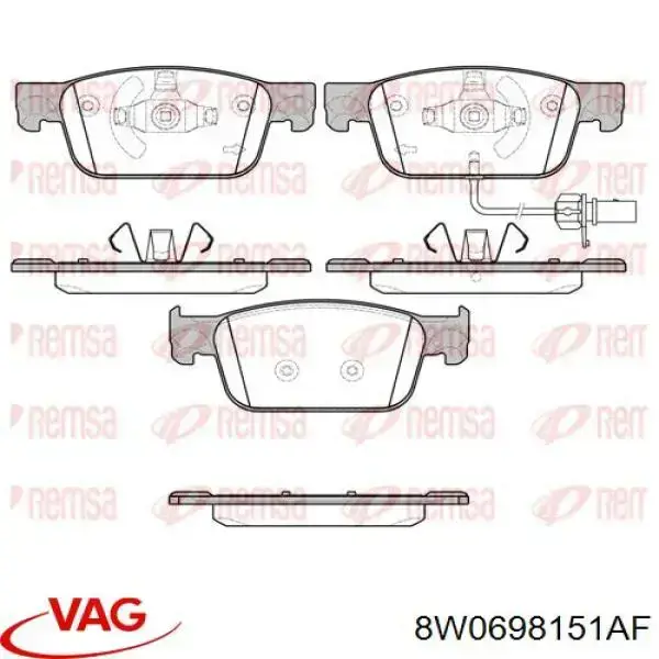 Compre 8W0698151AF VAG Sapatas do freio dianteiras de disco
