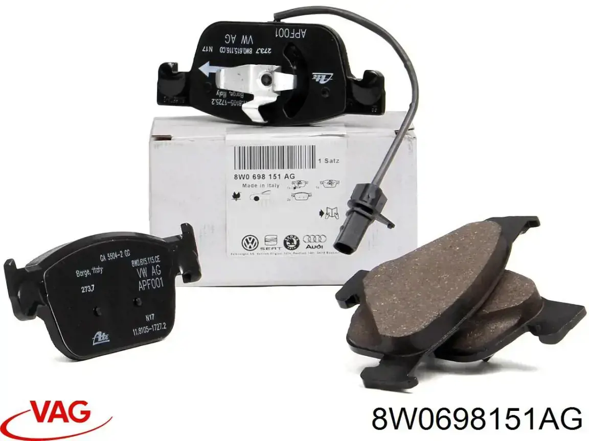 Sapatas do freio dianteiras de disco VAG 8W0698151AG preço, a partir de 46,04 USD