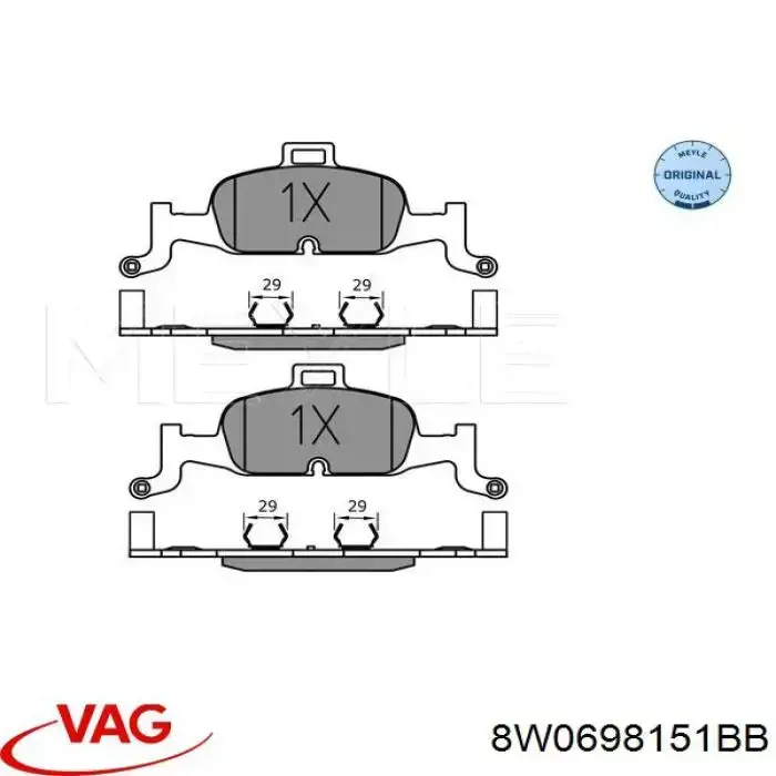 Sapatas do freio dianteiras de disco VAG 8W0698151BB preço, a partir de 51,90 USD