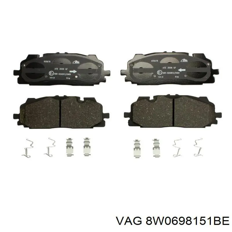 Sapatas do freio dianteiras de disco VAG 8W0698151BE preço, a partir de 47,57 EUR