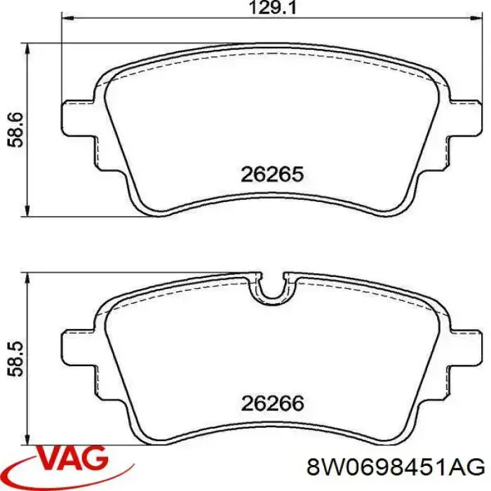 Sapatas do freio traseiras de disco VAG 8W0698451AG preço, a partir de 51,17 USD