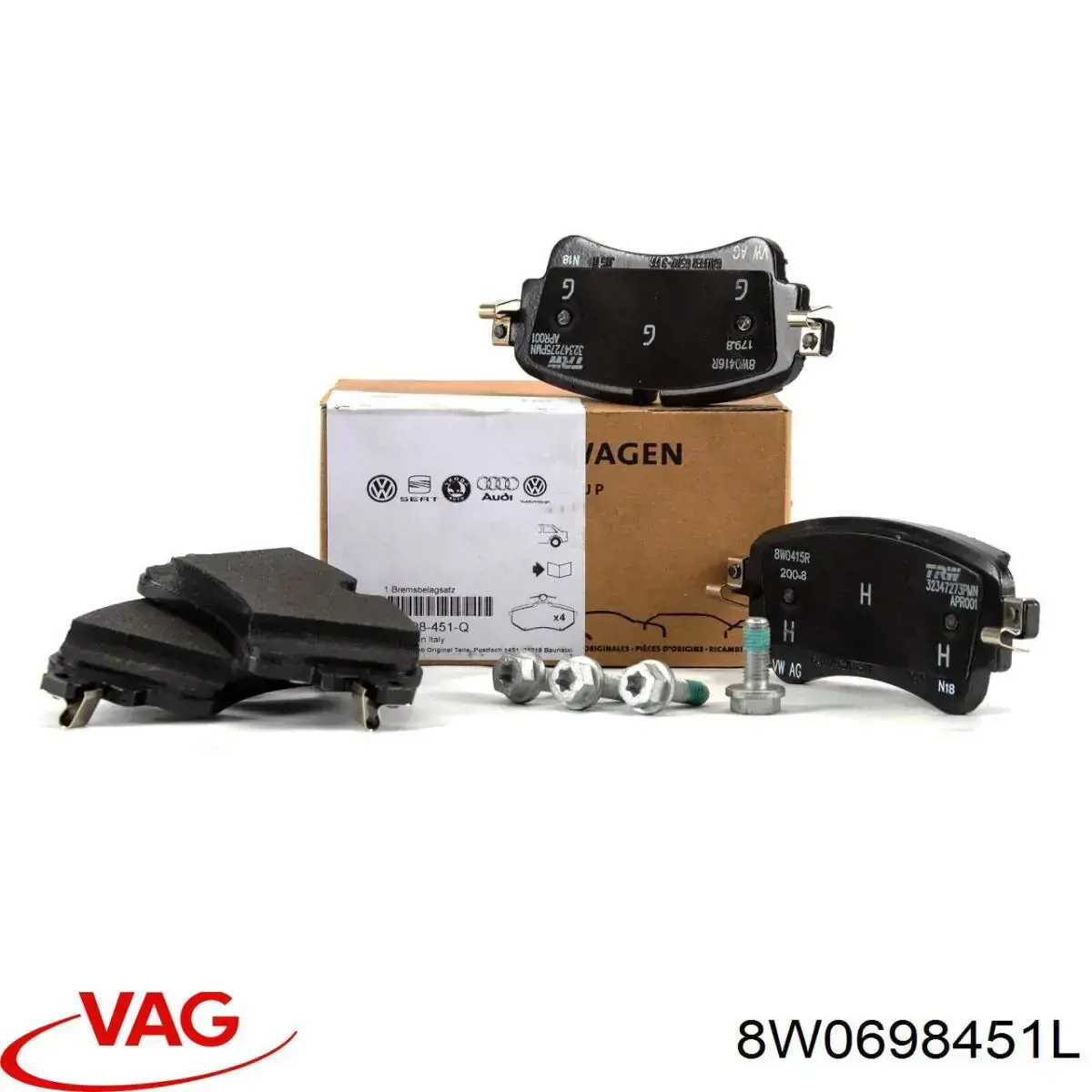 8W0698451L VAG Sapatas do freio traseiras de disco