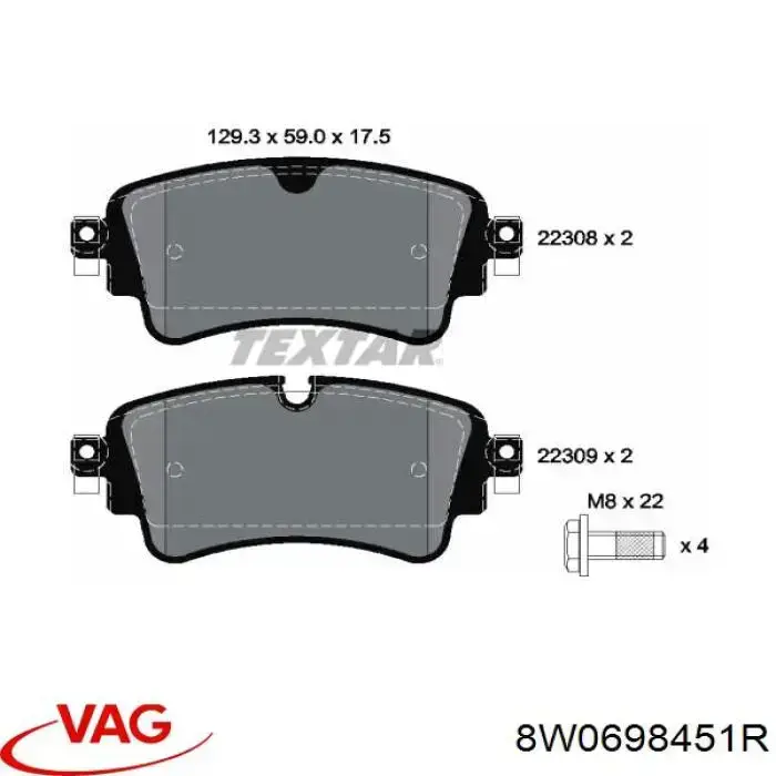 Compre 8W0698451R VAG Sapatas do freio traseiras de disco