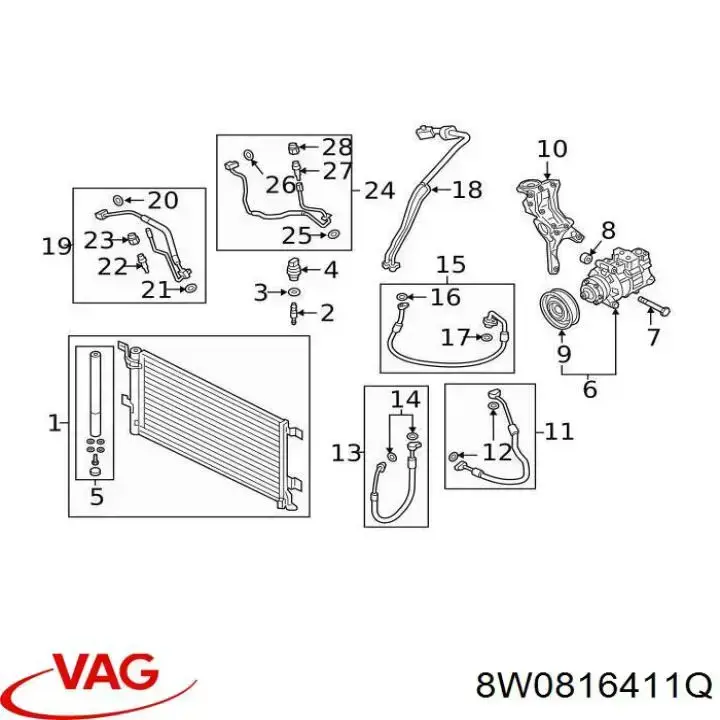 Radiador de aparelho de ar condicionado VAG 8W0816411Q preço, a partir de 168,52 USD