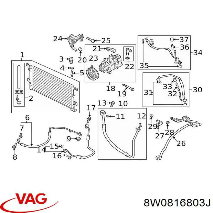 8W0816803J VAG Compressor de aparelho de ar condicionado