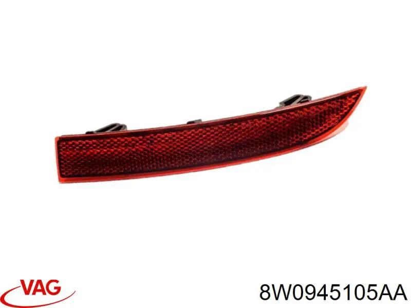 8W0945105AC VAG Retrorrefletor (refletor) do pára-choque traseiro esquerdo