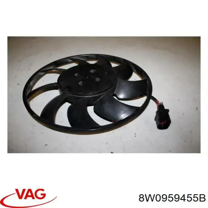 8W0959455B VAG Ventilador elétrico de esfriamento montado (motor + roda de aletas) esquerdo