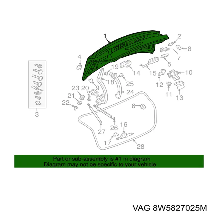 8W5827025M VAG Tampa de porta-malas