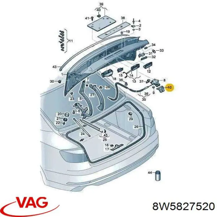 Tampa de porta-malas VAG 8W5827520 preço, a partir de 5,05 USD