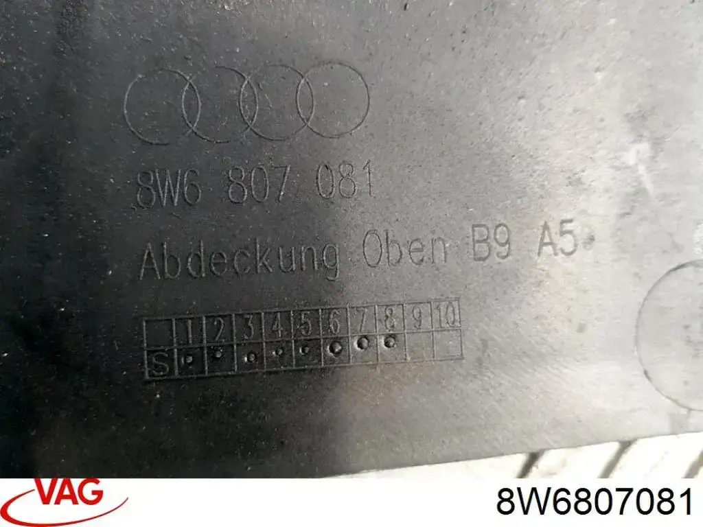 Placa sobreposta superior do painel dianteiro (de suporte do radiador) VAG 8W6807081 preço, a partir de 68,76 USD