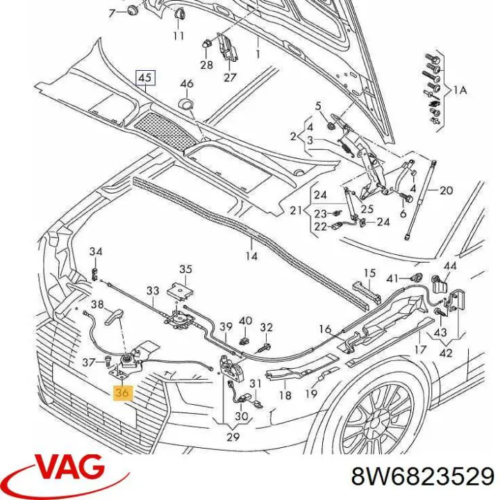 Cabo de abertura da capota VAG 8W6823529 preço, a partir de 30,48 USD