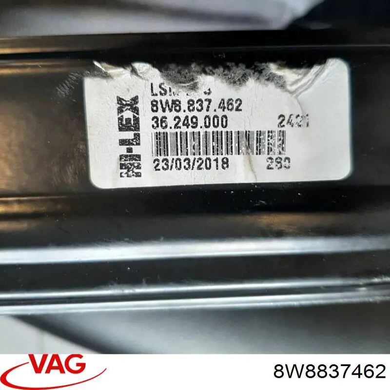8W8837462 VAG Mecanismo de acionamento de vidro da porta dianteira direita