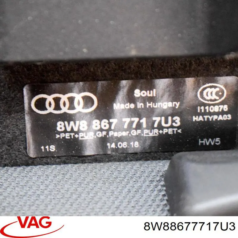 8W88677717U3 VAG Prateleira de salão traseira