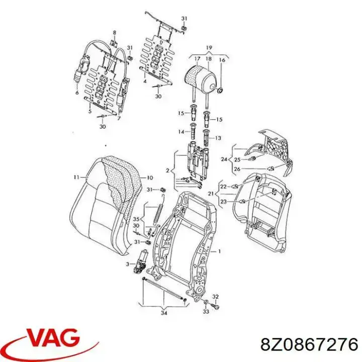 Cápsula (prendedor) de fixação de revestimento de tampa de porta-malas VAG 8Z0867276 preço, a partir de 2,72 USD