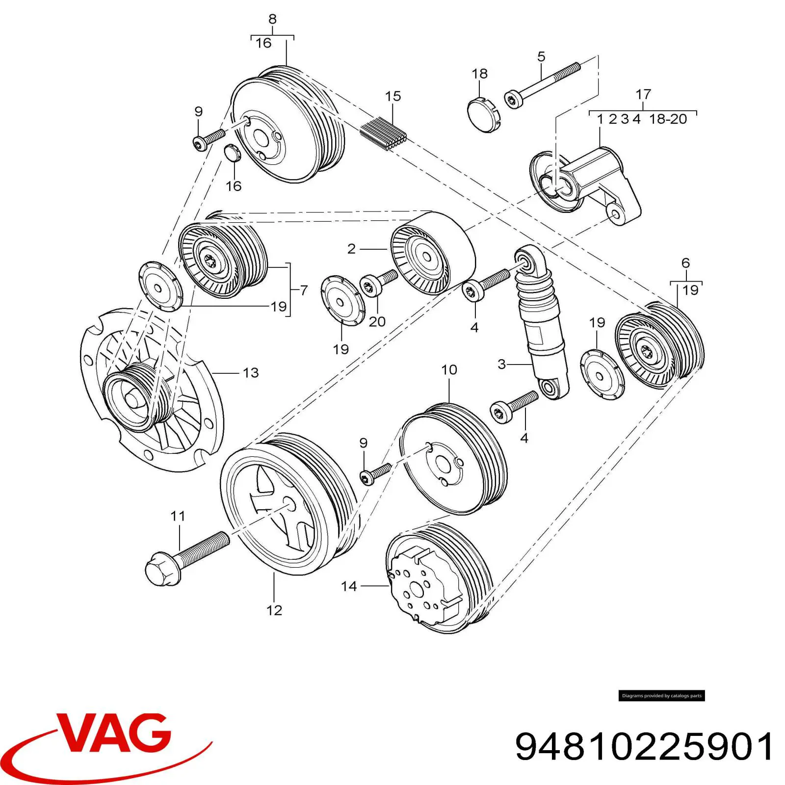 Reguladora de tensão da correia de transmissão Porsche 94810225900 preço, a partir de 79,80 USD