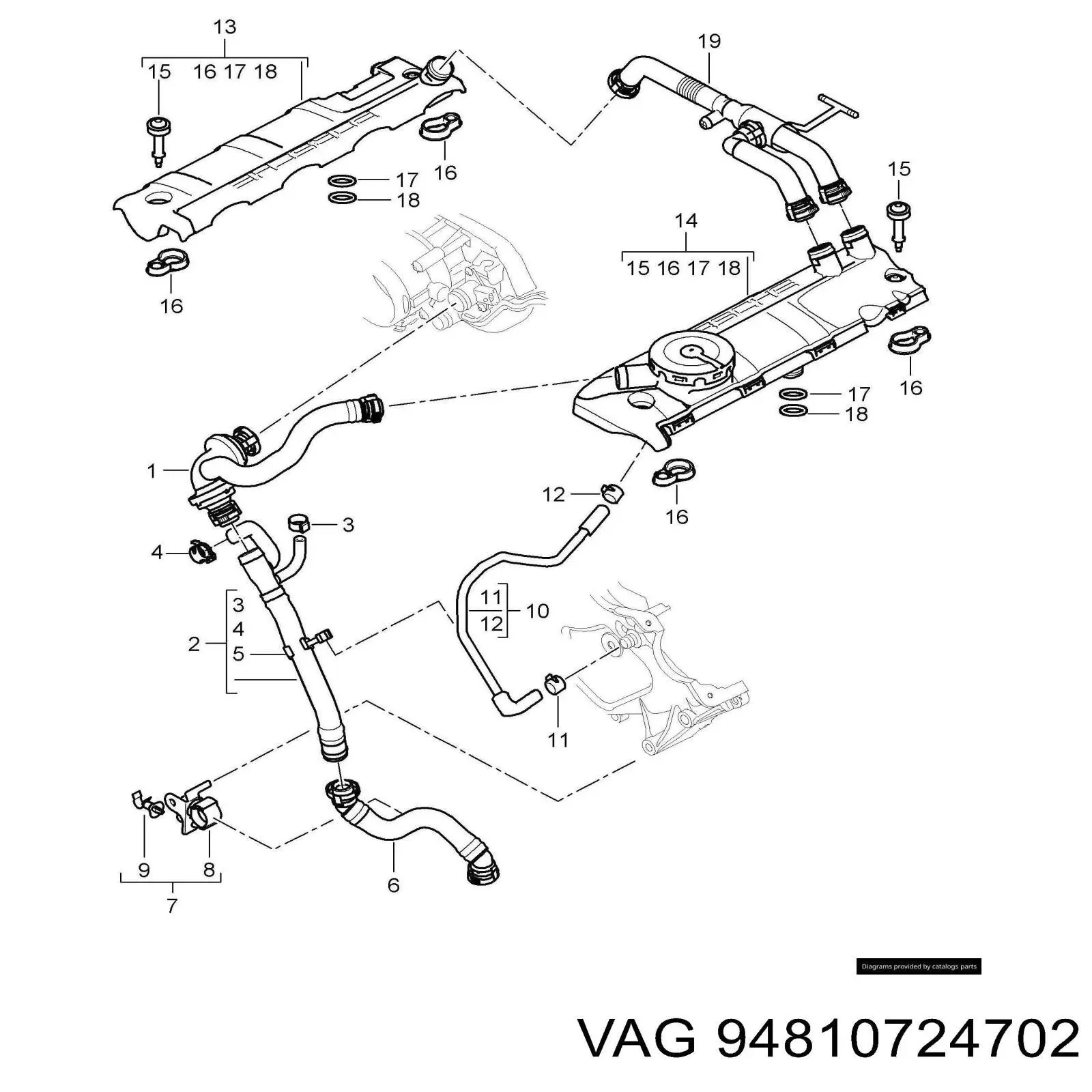 Cano derivado de ventilação de cárter (de separador de óleo) Porsche Cayenne  955