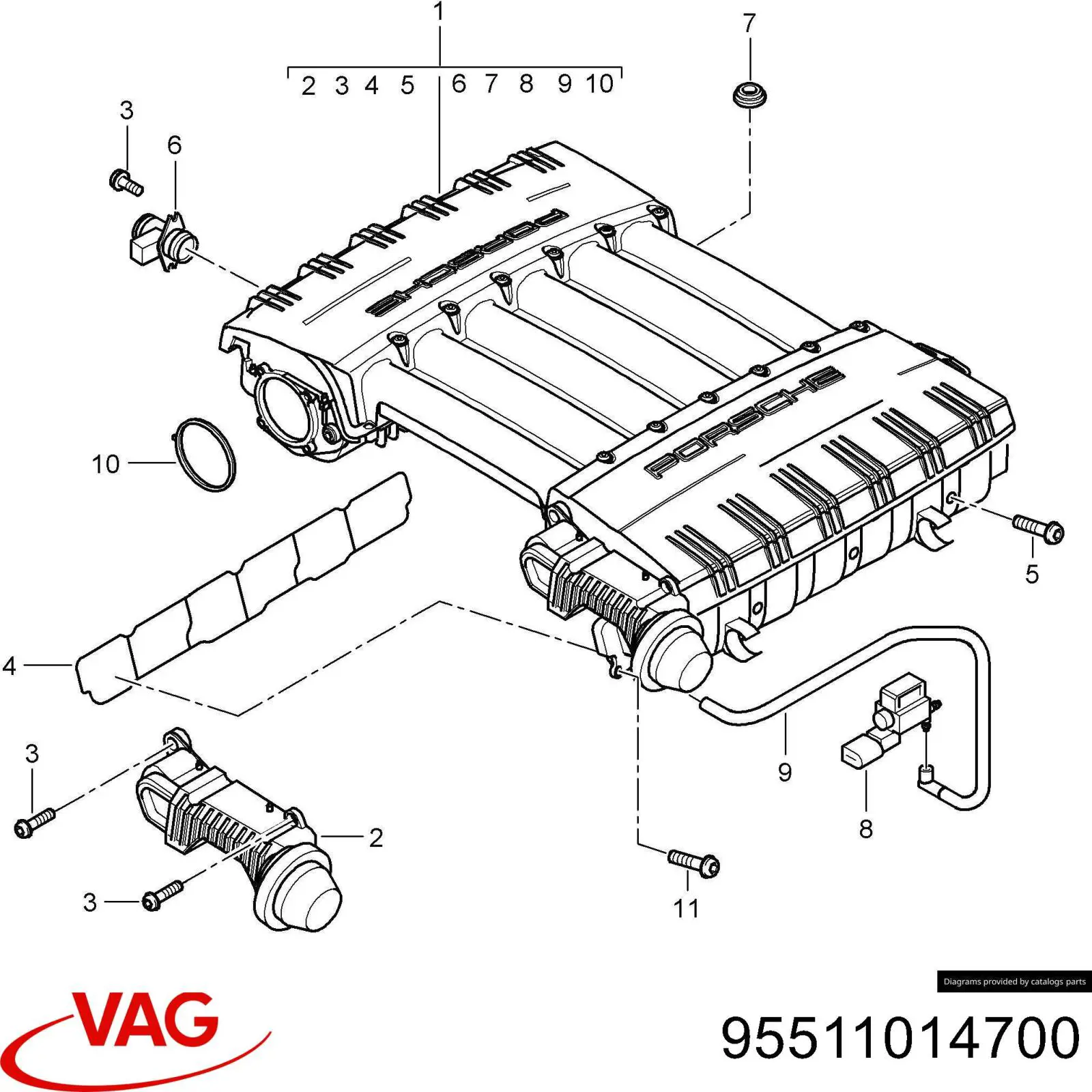 Vedante de tubo coletor de admissão VAG 95511014700 preço, a partir de 15,99 USD