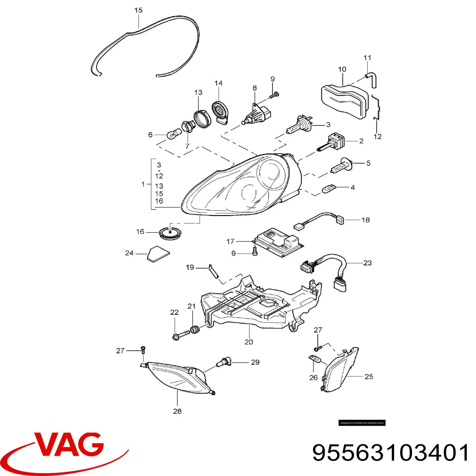 95563103400 Porsche Luz intermitente no pára-lama direito
