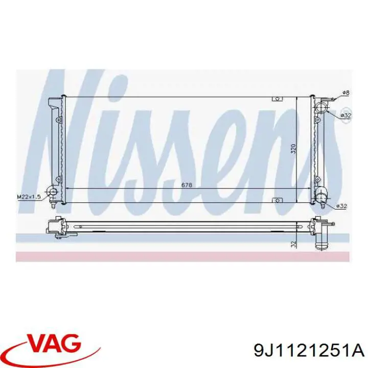 Compre 9J1121251A VAG Radiador esquerdo de esfriamento de motor