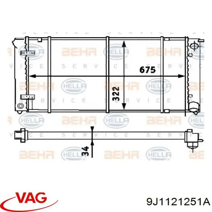 Radiador esquerdo de esfriamento de motor VAG 9J1121251A preço, a partir de 402,05 USD