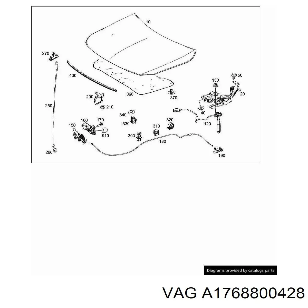 Gozno da capota direito VAG A1768800428 preço, a partir de 85,10 USD