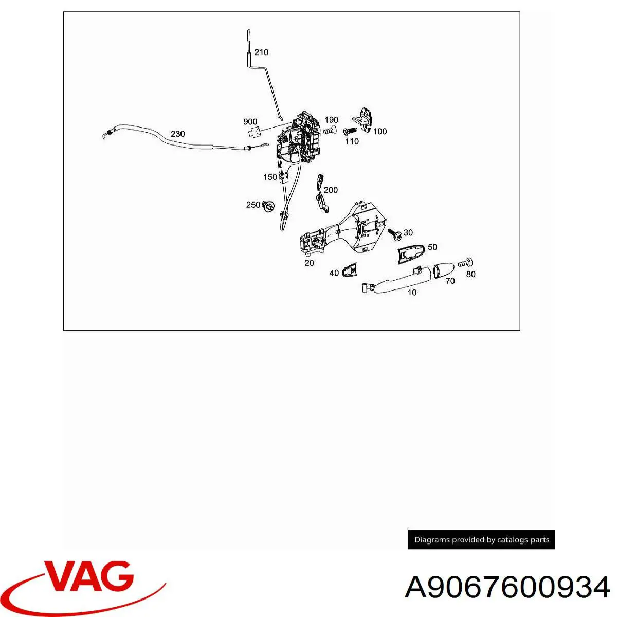 A9067600934 VAG Suporte de maçaneta externa da porta dianteira esquerda