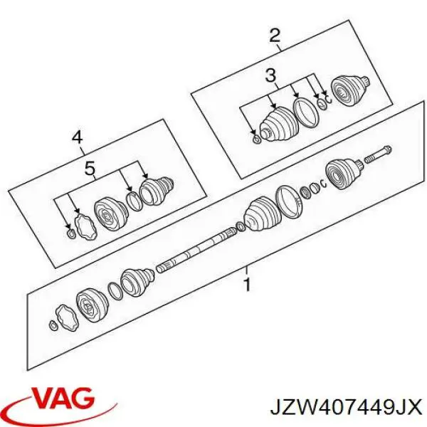 JZW407449JX VAG Semieixo (acionador) dianteiro esquerdo