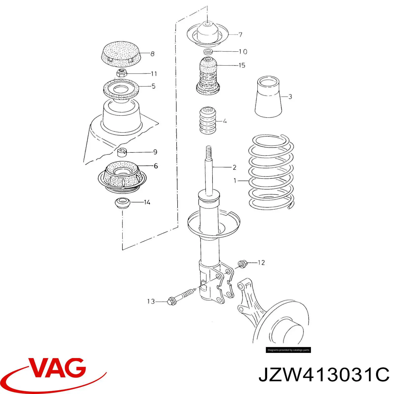 Amortecedor dianteiro VAG JZW413031C preço, a partir de 163,42 USD