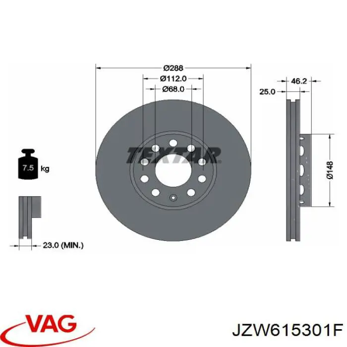 Disco do freio dianteiro VAG JZW615301F preço, a partir de 65,91 USD