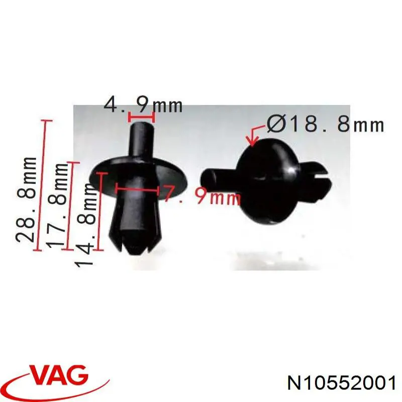 Cápsula (prendedor) de fixação do forro do pára-choque do pára-lama dianteiro VAG N10552001 preço, a partir de 0,32 USD