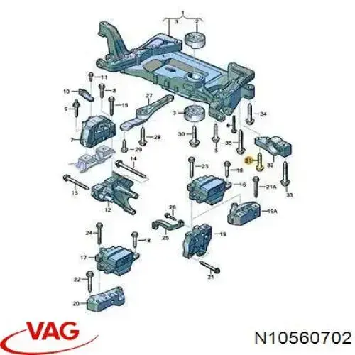 Parafuso de fixação de braço oscilante dianteiro, inferior VAG N10560701 preço, a partir de 3,38 USD