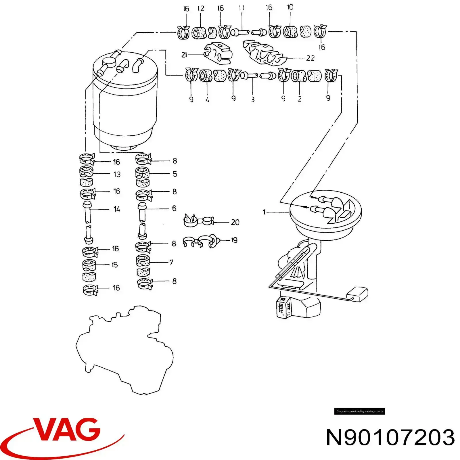  VAG N90107203 preço, a partir de 4,36 USD