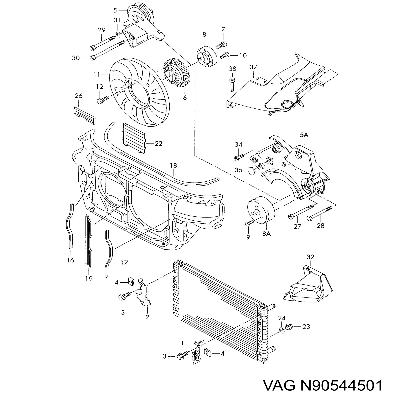 N90544501 VAG Radiador de esfriamento de motor