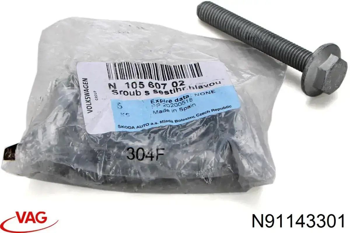 Parafuso de fixação de braço oscilante dianteiro, inferior VAG N91143301 preço, a partir de 6,54 USD