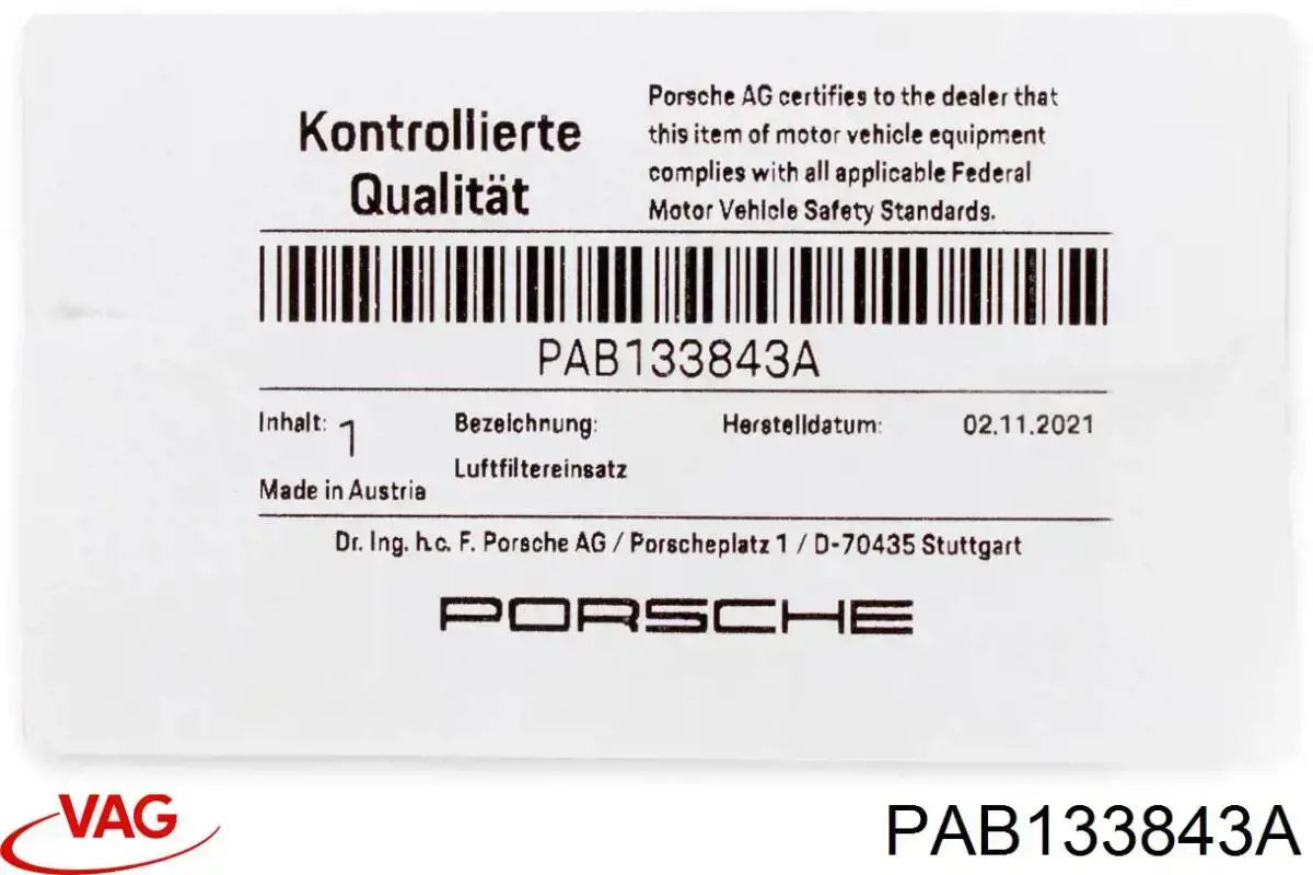 4M0133843E VAG Filtro de ar