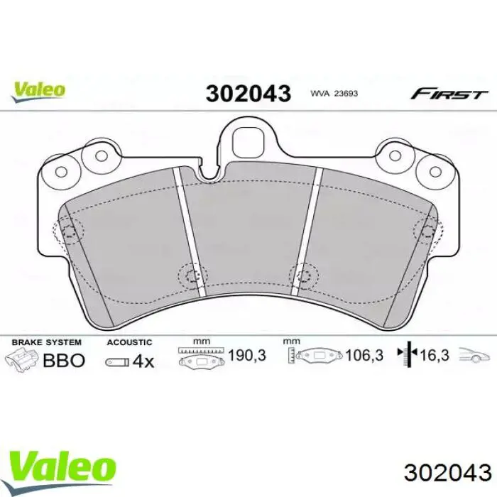 Sapatas do freio dianteiras de disco VALEO 302043 preço, a partir de 64,87 USD