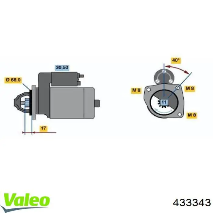 Motor de arranco 433343 VALEO