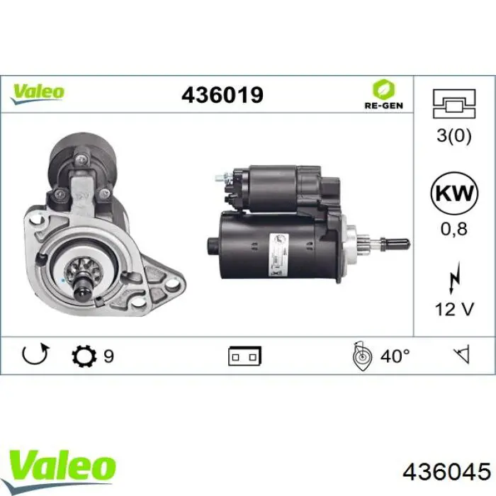 Motor de arranco 436045 VALEO