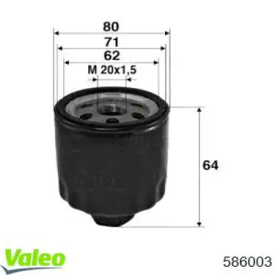 Filtro de óleo VALEO 586003 preço, a partir de 4,54 USD