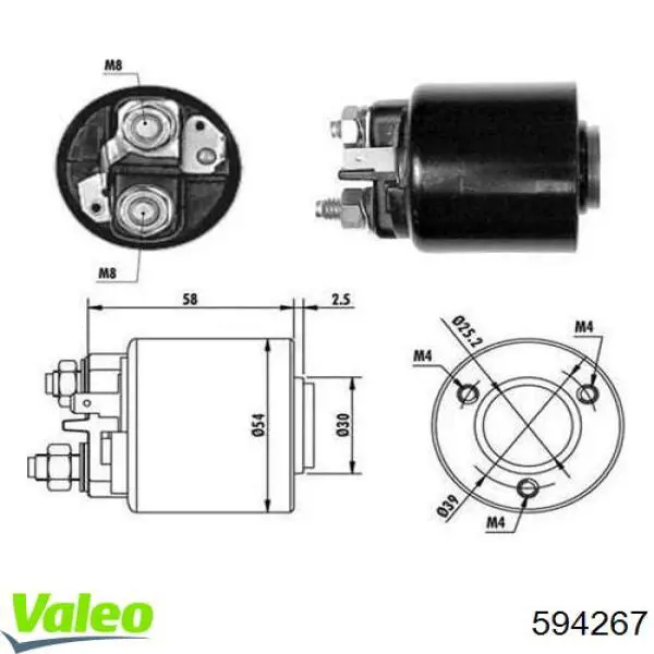 Relê retrator do motor de arranco 594267 VALEO