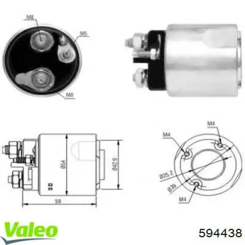 594438 VALEO Relê retrator do motor de arranco