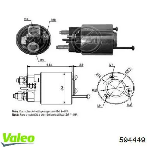 Compre 594449 VALEO Relê retrator do motor de arranco