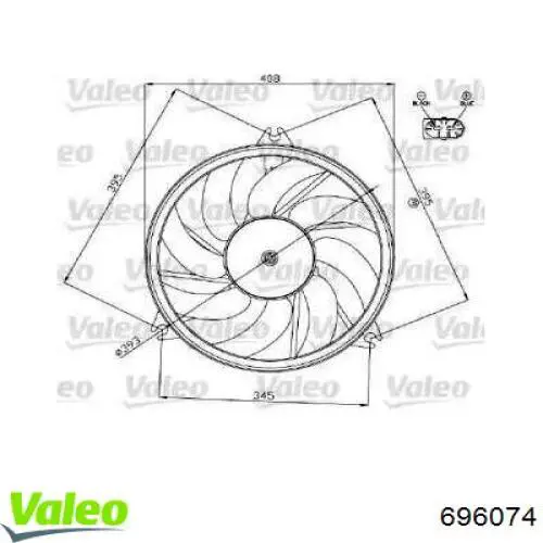 696074 VALEO Ventilador elétrico de esfriamento montado (motor + roda de aletas)