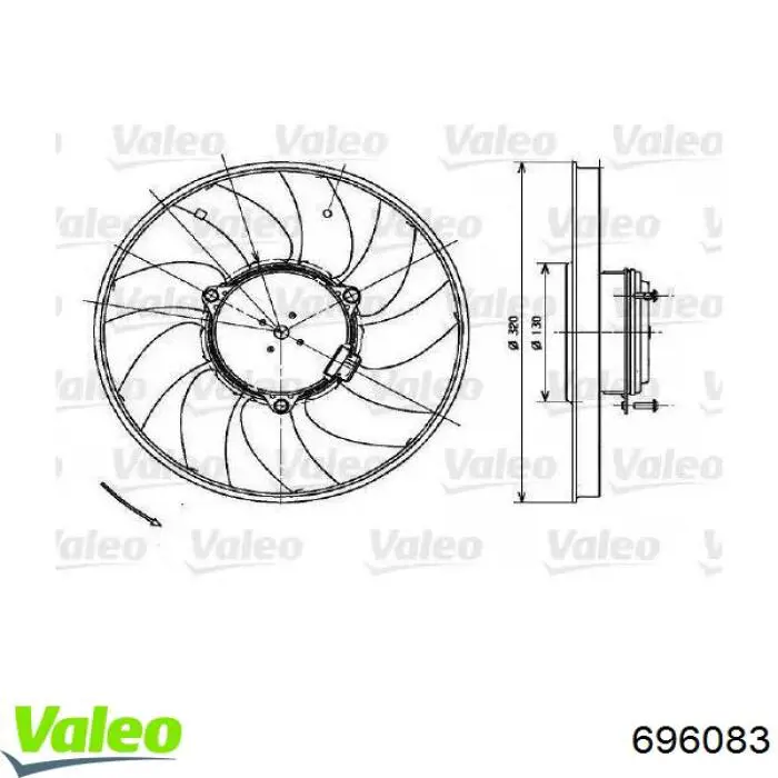 Ventilador (roda de aletas) do radiador de esfriamento VALEO 696083 preço, a partir de 150,75 USD