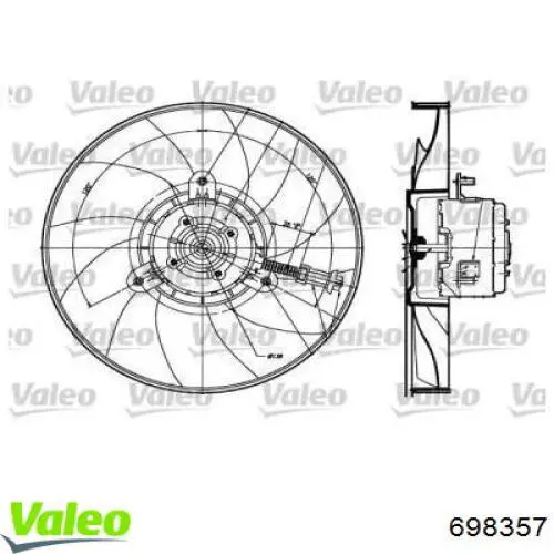 Ventilador elétrico de esfriamento montado (motor + roda de aletas) 698357 VALEO