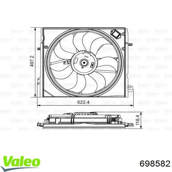 698582 VALEO Difusor do radiador de esfriamento, montado com motor e roda de aletas